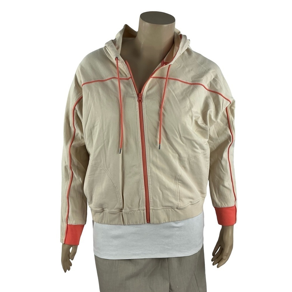 Johnny Was Calme Zip Up Dolman Hoodie Cream Lounge Cozy Size L
